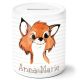 timalo® Spardose personalisiert mit Namen | Personalisierbares Geschenk Sparschwein für Kinder Keramik Geschenkidee | Fuchs spardose-t-13