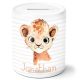 timalo® Spardose personalisiert mit Namen | Personalisierbares Geschenk Sparschwein für Kinder Keramik Geschenkidee | Löwe spardose-t-15