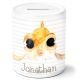 timalo® Spardose personalisiert mit Namen | Personalisierbares Geschenk Sparschwein für Kinder Keramik Geschenkidee | Fisch spardose-t-17