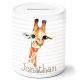 timalo® Spardose personalisiert mit Namen | Personalisierbares Geschenk Sparschwein für Kinder Keramik Geschenkidee  | Giraffe spardose-t-18