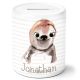 timalo® Spardose personalisiert mit Namen | Personalisierbares Geschenk Sparschwein für Kinder Keramik Geschenkidee  | Faultier spardose-t-20