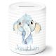 timalo® Spardose personalisiert mit Namen | Personalisierbares Geschenk Sparschwein für Kinder Keramik Geschenkidee | Elefant spardose-t-3