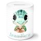 timalo® Spardose personalisiert mit Namen | Personalisierbares Geschenk Sparschwein für Kinder Keramik Geschenkidee | Schildkröte spardose-t-4