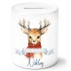 timalo® Spardose personalisiert mit Namen | Personalisierbares Geschenk Sparschwein Keramik Geldgeschenk Kinder Weihnachten Jungen Mädchen - Reh-2