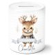 timalo® Spardose personalisiert mit Namen | Personalisierbares Geschenk Sparschwein Keramik Geldgeschenk Kinder Weihnachten Jungen Mädchen - Reh-4