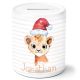 timalo® Spardose Weihnachten personalisiert mit Namen | Personalisierbares Geschenk Sparschwein für Kinder Nikolaus Tiere Geschenkidee  | Löwe spardose-tx-15