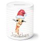 timalo® Spardose Weihnachten personalisiert mit Namen | Personalisierbares Geschenk Sparschwein für Kinder Nikolaus Tiere Geschenkidee  | Giraffe spardose-tx-18