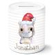 timalo® Spardose Weihnachten personalisiert mit Namen | Personalisierbares Geschenk Sparschwein für Kinder Nikolaus Tiere Geschenkidee | Nilpferd spardose-tx-21
