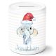 timalo® Spardose Weihnachten personalisiert mit Namen | Personalisierbares Geschenk Sparschwein für Kinder Nikolaus Tiere Geschenkidee | Elefant spardose-tx-3
