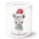 timalo® Spardose Weihnachten personalisiert mit Namen | Personalisierbares Geschenk Sparschwein für Kinder Nikolaus Tiere Geschenkidee | Nashorn spardose-tx-7