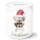 timalo® Spardose Weihnachten personalisiert mit Namen | Personalisierbares Geschenk Sparschwein für Kinder Nikolaus Tiere Geschenkidee | Waschbär spardose-tx-8