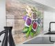Spritzschutz Wand für Herd, Küche Küchenrückwand Glasoptik | Acryl Glas 2mm | Glasrückwand Acrylglas Wandpaneele Rückwandschutz Platte | Gewürze Holzplanken
