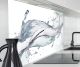 Spritzschutz Wand für Herd, Küche Küchenrückwand Glasoptik | Acryl Glas 2mm | Glasrückwand Acrylglas Wandpaneele Rückwandschutz Platte | Wasserstrudel Splash