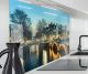 Herd Spritzschutz Wand Spüle, Küche Küchenrückwand Glasoptik | Acryl Glas 2mm | Glasrückwand Acrylglas Küchenpaneele Rückwandschutz Platte | Romantisches Amsterdam Brücke
