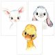 Timalo® 3er Set Bilder Poster Deko Kinderzimmer Babyzimmer | Dekoration Mädchen Junge | t3er01-t001 | Tiere Ente Hase Schaf