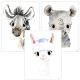 Kinderzimmer Poster Tiere| Wandbilder Kinderposter 3er-Set | t3er01-t009 |Alpaka, Nashorn, Zebra