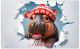 Bild Winter für die Wand Kinderzimmer lustige Tiere Jungs und Mädchen Zimmer Wandbilder Teenager 3D Schnee | Motiv Nilpferd Poster