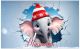 Bild Winter für die Wand Kinderzimmer lustige Tiere Jungs und Mädchen Zimmer Wandbilder Teenager 3D Schnee | Motiv Elefant Poster