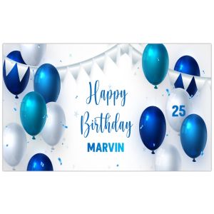 Personalisierbares Geburtstagsbanner – Mit Foto, Name & Alter, Schwarz-gold, 150x90 Cm
