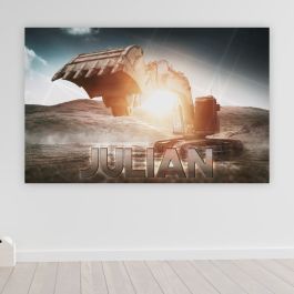 Fototapete Baustelle Fürs Kinderzimmer - Mit LKW, Bagger & Co., Inkl. Kleister, 3D-Design