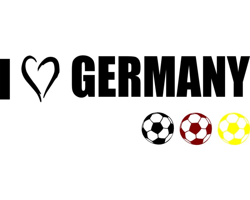 WM Aufkleber Autoaufkleber Schriftzug I Love Germany, fbw007 Wandtattoo,  Fussball EM Aufkleber fürs Auto Fan Artikel Fahne Deutschland Fußball