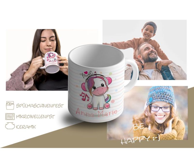 timalo® Einhorn Kindertasse mit Namen bedrucken lassen
