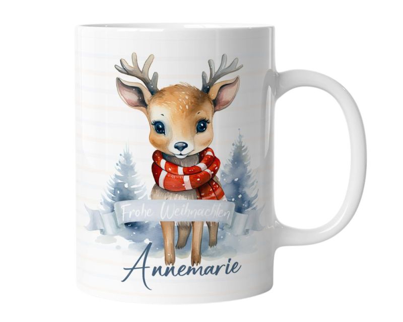 timalo® Tasse personalisiert mit Namen Geschenk „Frohe Weihnachten“ Kaffeetasse Jungen und Mädchen