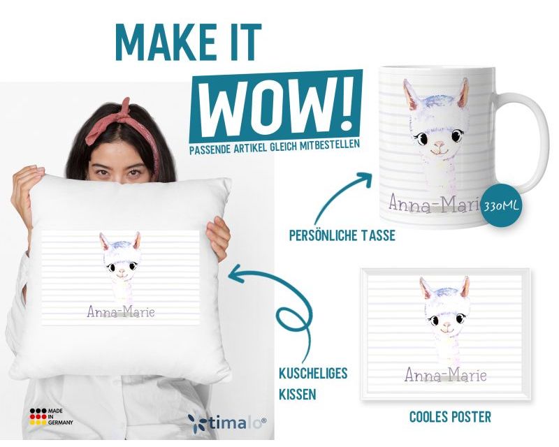 Timalo® Spardose Mit Namen – Personalisierte Keramik-Spardose Als Geschenk Für Kinder | Lama-Motiv